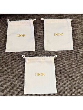 Dior Set of 3 Small Woven Pouch Dust Bag White Gift Wrap Luxury Gift New